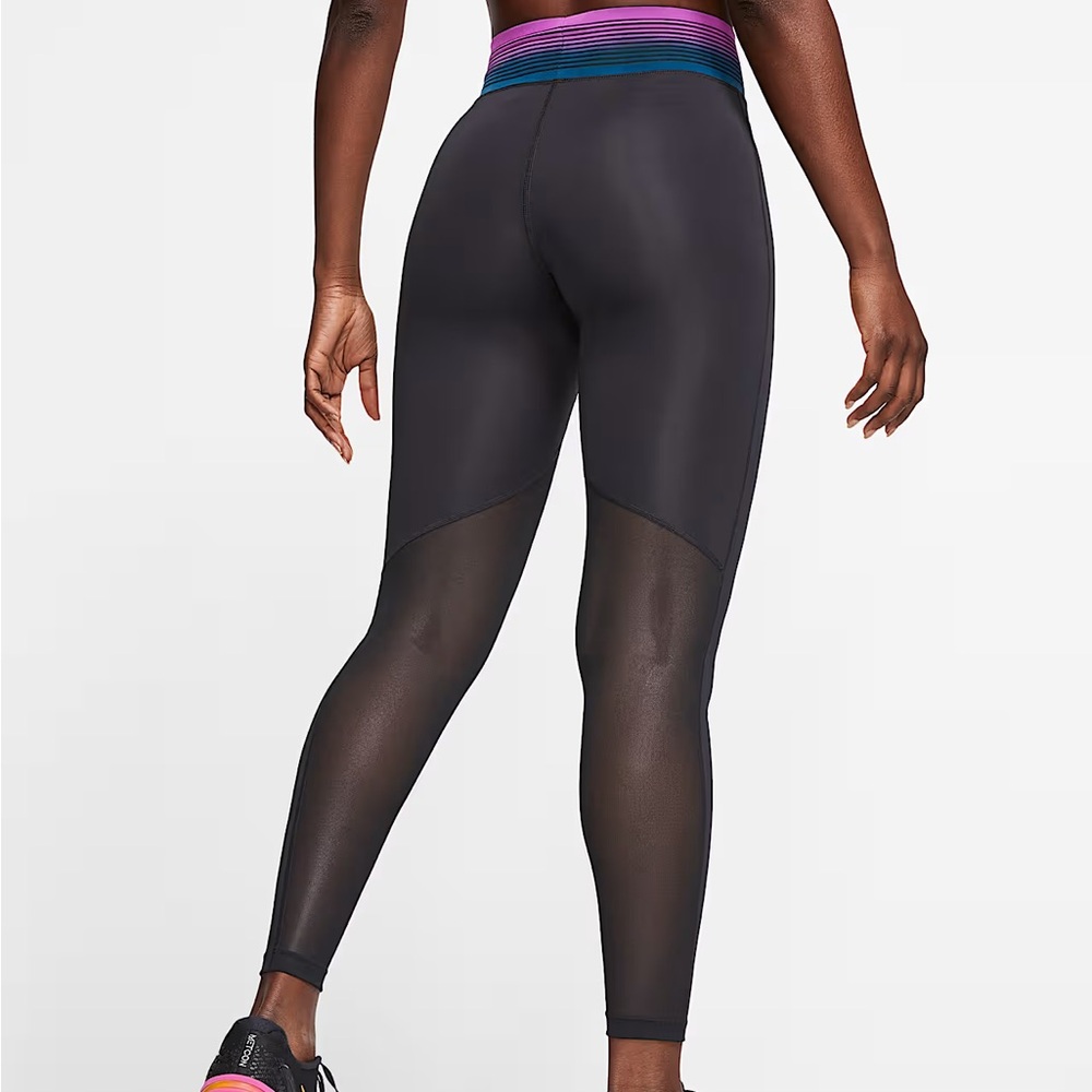 Nike Black Leggings with Pink and Blue Accents